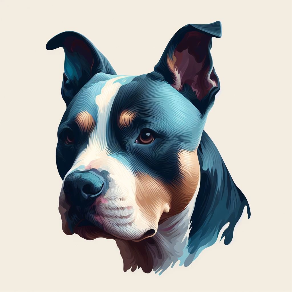 Pitbull terrier con colores azul, chocolate y crema.